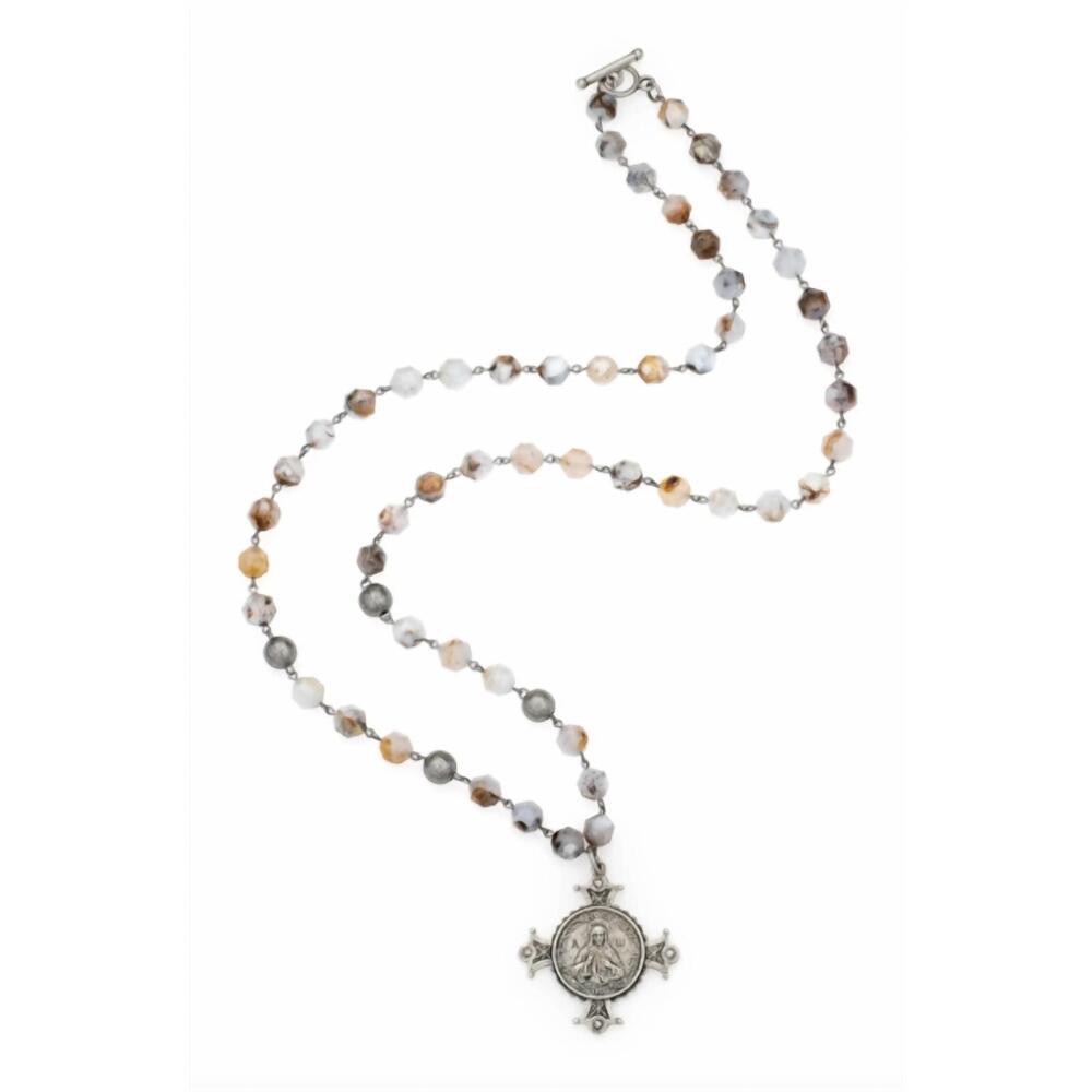 NEW FRENCH KANDE women's elestren necklace in silver multi